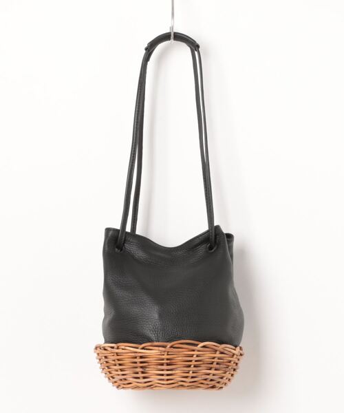 TIDEWAY（タイドウェイ）の「【TIDEWAY】ARUROG×LTR 2W SHOULDER かご×レザー バッグ M T2893（ショルダーバッグ・レディース・ブラック・FREE）」の2枚目の写真