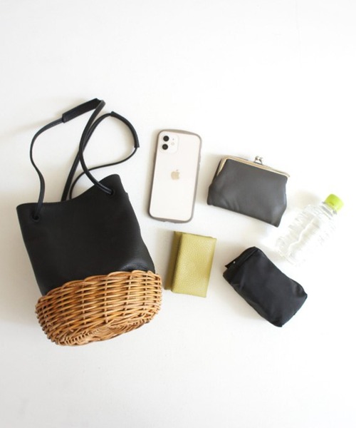 TIDEWAY（タイドウェイ）の「【TIDEWAY】ARUROG×LTR 2W SHOULDER かご×レザー バッグ M T2893（ショルダーバッグ・レディース・ブラック・FREE）」の5枚目の写真