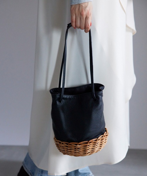 TIDEWAY（タイドウェイ）の「【TIDEWAY】ARUROG×LTR 2W SHOULDER かご×レザー バッグ M T2893（ショルダーバッグ・レディース・ブラック・FREE）」の9枚目の写真
