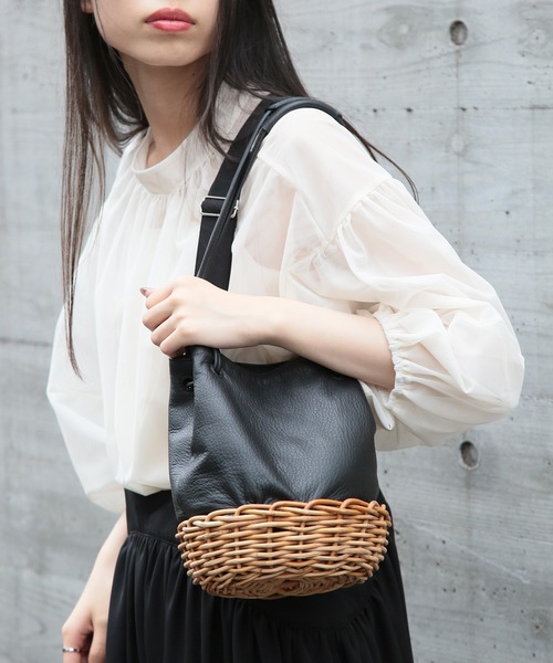 TIDEWAY（タイドウェイ）の「【TIDEWAY】ARUROG×LTR 2W SHOULDER かご×レザー バッグ M T2893（ショルダーバッグ・レディース・ブラック・FREE）」の13枚目の写真