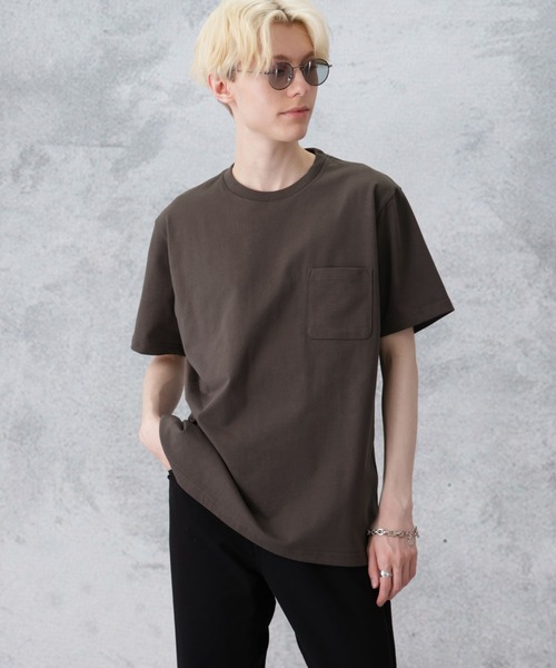 NANO universe(ナノユニバース)の「オーガニックコットンTシャツ 半袖(Tシャツ/カットソー・メンズ・ブラック/ライトベージュ/ホワイト/ブラウン・L/M/S/XL)」の1枚目の写真