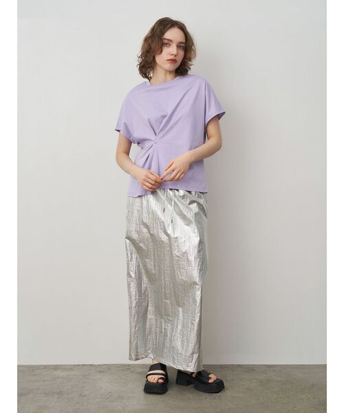 ELENDEEK(エレンディーク)の「サイドドレープカットソー(Tシャツ/カットソー・レディース・ラベンダー/ブラック/オフホワイト・FREE)」の6枚目の写真