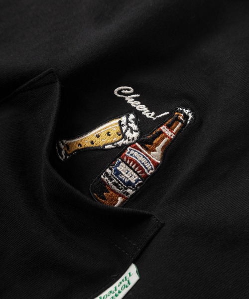 POWER TO THE PEOPLE(パワートゥーザピープル)の「【POWER TO THE PEOPLE/パワー トゥザ ピープル】CREAM SODA&BEER&GHOST ワンポイント刺繍デザイン ポケット付き ビッグシルエット半袖Tシャツ/ユニセックス(Tシャツ/カットソー・メンズ・ブラック/チャコールグレー/オフホワイト/ホワイト系その他2/ホワイト系その他/ホワイト/ミント/ネイビー・L/M)」の18枚目の写真