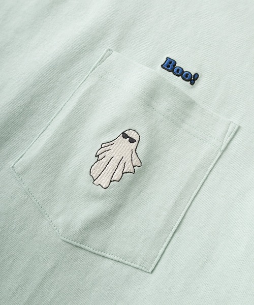 POWER TO THE PEOPLE(パワートゥーザピープル)の「【POWER TO THE PEOPLE/パワー トゥザ ピープル】CREAM SODA&BEER&GHOST ワンポイント刺繍デザイン ポケット付き ビッグシルエット半袖Tシャツ/ユニセックス(Tシャツ/カットソー・メンズ・ブラック/チャコールグレー/オフホワイト/ホワイト系その他2/ホワイト系その他/ホワイト/ミント/ネイビー・L/M)」の21枚目の写真