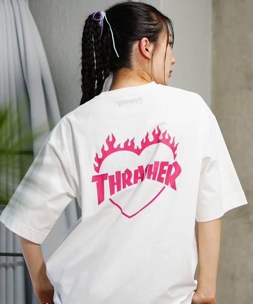 THRASHER（スラッシャー）の「【ムラサキスポーツ限定】THRASHER/スラッシャー  水陸両用 オーバーサイズ UVケア 半袖ラッシュガードTシャツ  TC-003（Tシャツ/カットソー・レディース・ホワイト/ブラック・XL/L/M）」の2枚目の写真