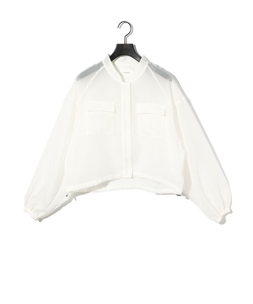 MIDIUMISOLID（ミディウミソリッド）の「MIDIUMISOLID for Ladies シアーブルゾン（ブルゾン・レディース・ライトブルー/ブラック/オフホワイト・FREE）」の2枚目の写真