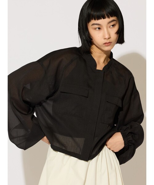 MIDIUMISOLID（ミディウミソリッド）の「MIDIUMISOLID for Ladies シアーブルゾン（ブルゾン・レディース・ライトブルー/ブラック/オフホワイト・FREE）」の13枚目の写真