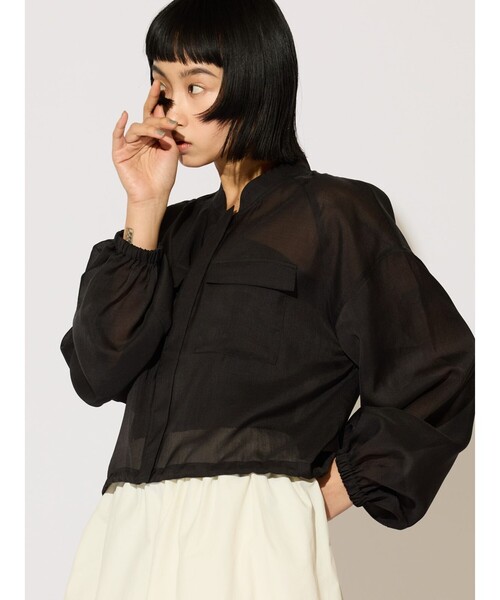 MIDIUMISOLID（ミディウミソリッド）の「MIDIUMISOLID for Ladies シアーブルゾン（ブルゾン・レディース・ライトブルー/ブラック/オフホワイト・FREE）」の14枚目の写真