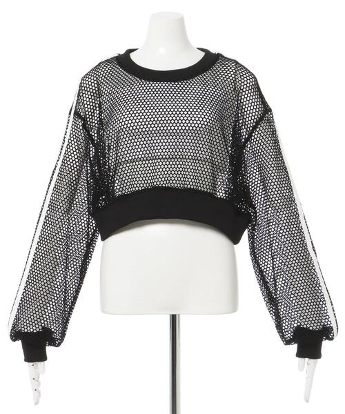 INGNI（イング）の「袖ラインメッシュプルオーバー（その他トップス・レディース・ブラック/オフホワイト・M）」の7枚目の写真