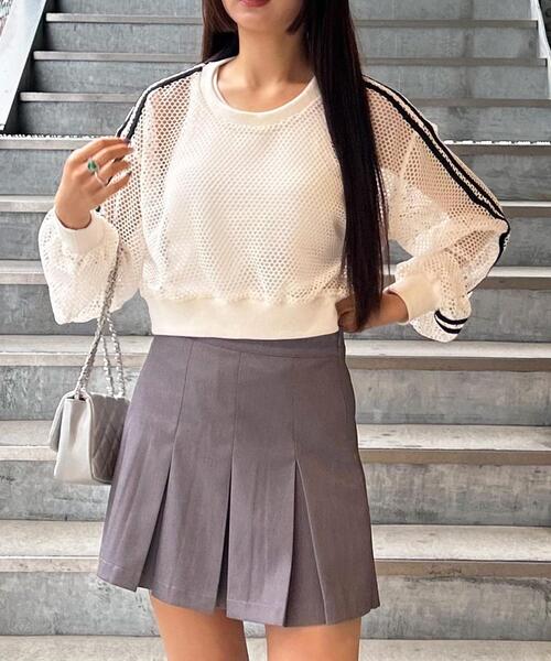 INGNI（イング）の「袖ラインメッシュプルオーバー（その他トップス・レディース・ブラック/オフホワイト・M）」の5枚目の写真