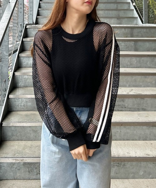 INGNI（イング）の「袖ラインメッシュプルオーバー（その他トップス・レディース・ブラック/オフホワイト・M）」の16枚目の写真