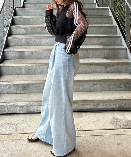 INGNI（イング）の「袖ラインメッシュプルオーバー（その他トップス・レディース・ブラック/オフホワイト・M）」の20枚目の写真