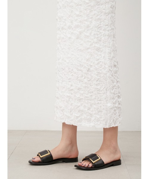 Mila Owen（ミラオーウェン）の「シャーリングファブリックストレートスカート（スカート・レディース・ホワイト/ブラック・0/1）」の9枚目の写真