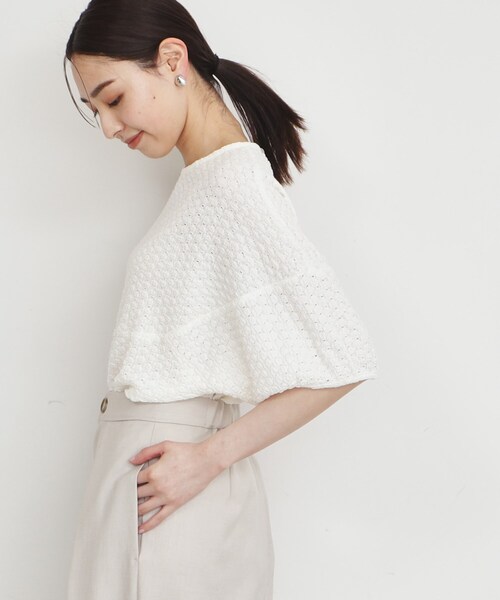 THE SHOP TK (ザ ショップ ティーケー )の「◆ポコポコパフプルオーバー【洗濯機OK】(Tシャツ/カットソー・レディース・ブルー/オフホワイト/ブラック・13/12)」の10枚目の写真