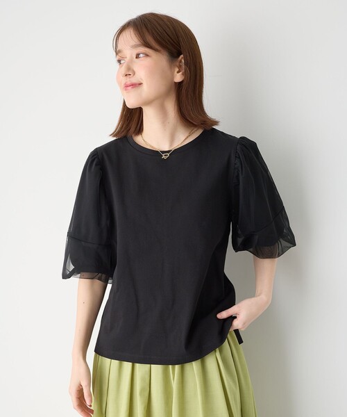 ANY(エニィ)の「チュールコンビパフスリーブプルオーバー(Tシャツ/カットソー・レディース・グレー系/アイボリー系/ブラック系・3/2)」の6枚目の写真