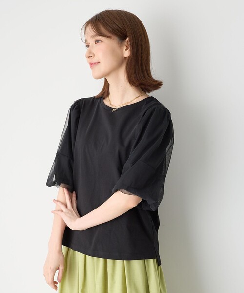 ANY(エニィ)の「チュールコンビパフスリーブプルオーバー(Tシャツ/カットソー・レディース・グレー系/アイボリー系/ブラック系・3/2)」の7枚目の写真