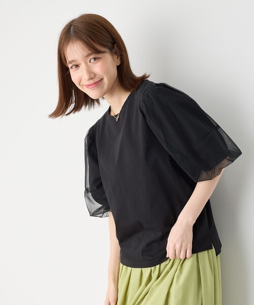 ANY(エニィ)の「チュールコンビパフスリーブプルオーバー(Tシャツ/カットソー・レディース・グレー系/アイボリー系/ブラック系・3/2)」の8枚目の写真