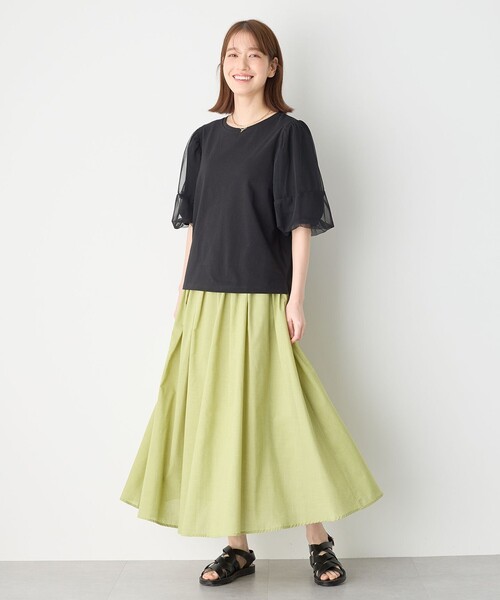ANY(エニィ)の「チュールコンビパフスリーブプルオーバー(Tシャツ/カットソー・レディース・グレー系/アイボリー系/ブラック系・3/2)」の9枚目の写真