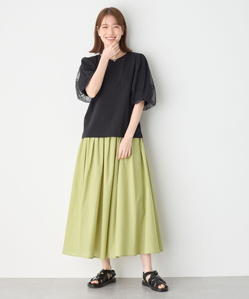 ANY(エニィ)の「チュールコンビパフスリーブプルオーバー(Tシャツ/カットソー・レディース・グレー系/アイボリー系/ブラック系・3/2)」の10枚目の写真