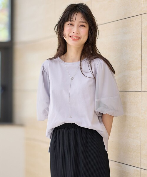 ANY(エニィ)の「チュールコンビパフスリーブプルオーバー(Tシャツ/カットソー・レディース・グレー系/アイボリー系/ブラック系・3/2)」の12枚目の写真