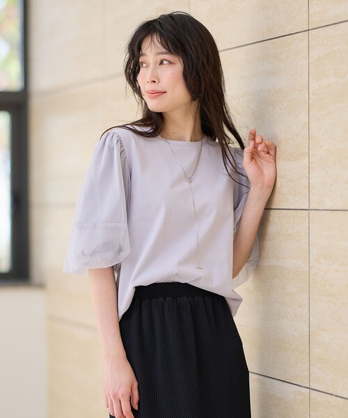 ANY(エニィ)の「チュールコンビパフスリーブプルオーバー(Tシャツ/カットソー・レディース・グレー系/アイボリー系/ブラック系・3/2)」の13枚目の写真