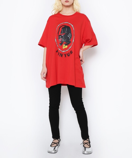 PUNYUS（プニュズ）の「ブラックパンサービッグＴシャツ（Tシャツ/カットソー・レディース・スミクロ/レッド/ホワイト・3/4）」の12枚目の写真