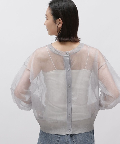 LAKOLE(ラコレ)の「2WAYラメシアークルーカーディガン / 113790(カーディガン/ボレロ・レディース・オレンジ/グレー/ブルー/ブラック・SMALL/MEDIUM)」の3枚目の写真