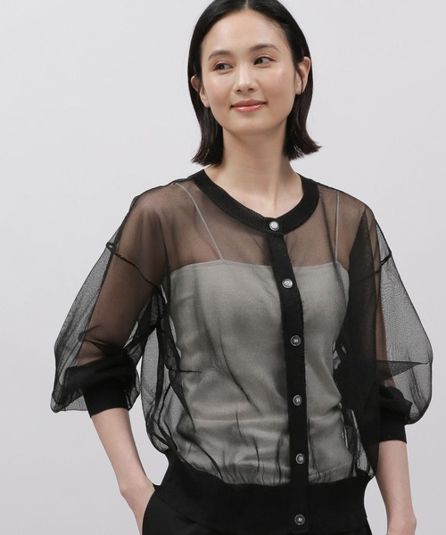 LAKOLE(ラコレ)の「2WAYラメシアークルーカーディガン / 113790(カーディガン/ボレロ・レディース・オレンジ/グレー/ブルー/ブラック・SMALL/MEDIUM)」の2枚目の写真