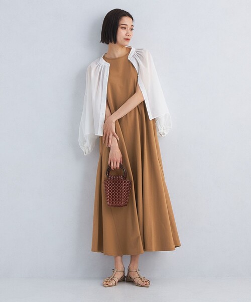 green label relaxing（グリーンレーベルリラクシング）の「［size TALLあり］パネルフレア インレー ワンピース（ワンピース・レディース・ナチュラル/ブラウン/ダークグレー・36/TALL/38）」の6枚目の写真
