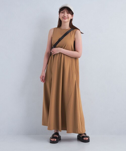 green label relaxing（グリーンレーベルリラクシング）の「［size TALLあり］パネルフレア インレー ワンピース（ワンピース・レディース・ナチュラル/ブラウン/ダークグレー・36/TALL/38）」の7枚目の写真