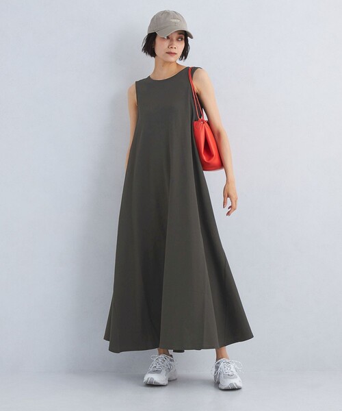 green label relaxing（グリーンレーベルリラクシング）の「［size TALLあり］パネルフレア インレー ワンピース（ワンピース・レディース・ナチュラル/ブラウン/ダークグレー・36/TALL/38）」の9枚目の写真