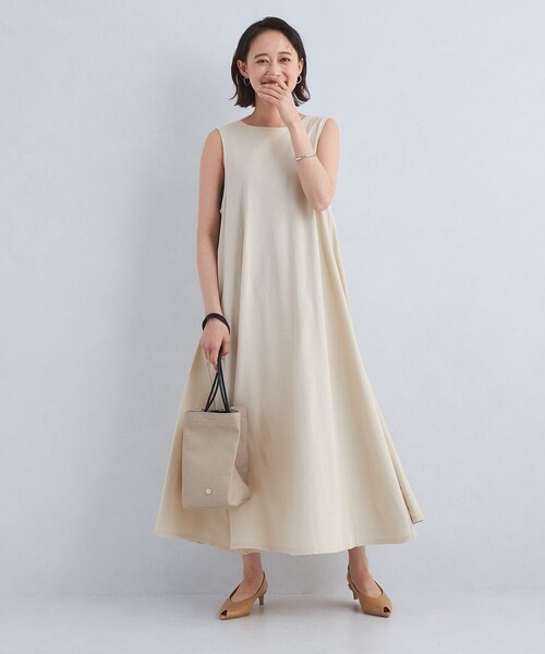 green label relaxing（グリーンレーベルリラクシング）の「［size TALLあり］パネルフレア インレー ワンピース（ワンピース・レディース・ナチュラル/ブラウン/ダークグレー・36/TALL/38）」の16枚目の写真