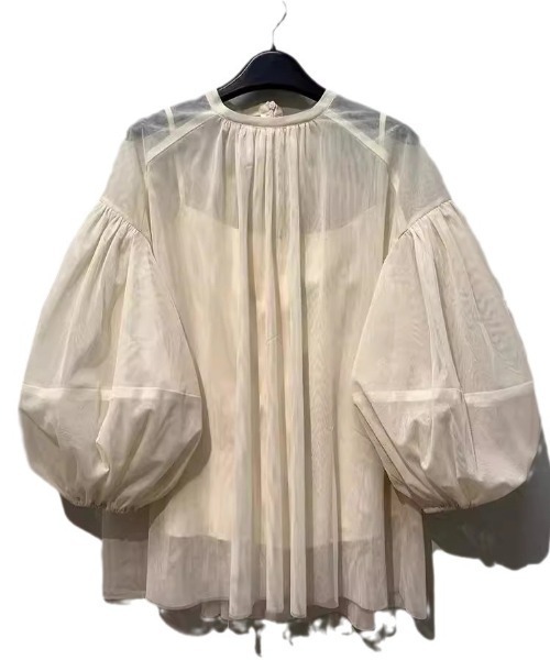 sakishimatokyo(サキシマトーキョー)の「ランタンスリーブチュールブラウス/シアーブラウス(シャツ/ブラウス・レディース・ベージュ/ブラック・FREE)」の7枚目の写真