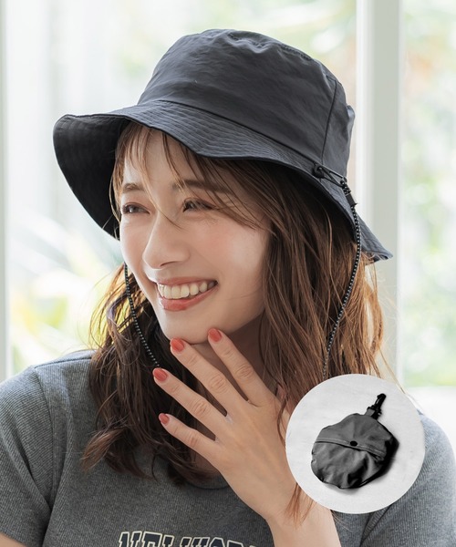 coca（coca）（コカ）の「【WEB限定セール】ポケッタブルサファリハット（ハット・レディース・ブラック/カーキ・ONE SIZE）」の2枚目の写真