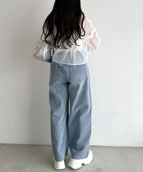 OLIVE des OLIVE(オリーブデオリーブ)の「肩あきドロストシャツ(シャツ/ブラウス・レディース・イエロー/サックスブルー/ブルー系その他/ブルー/オフホワイト・FREE)」の8枚目の写真