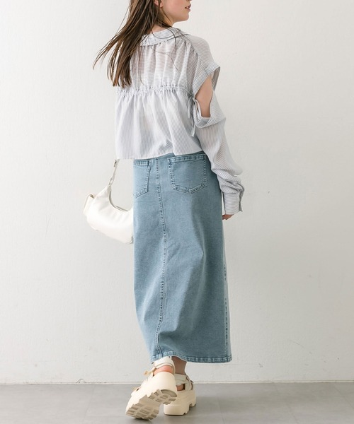 OLIVE des OLIVE(オリーブデオリーブ)の「肩あきドロストシャツ(シャツ/ブラウス・レディース・イエロー/サックスブルー/ブルー系その他/ブルー/オフホワイト・FREE)」の15枚目の写真