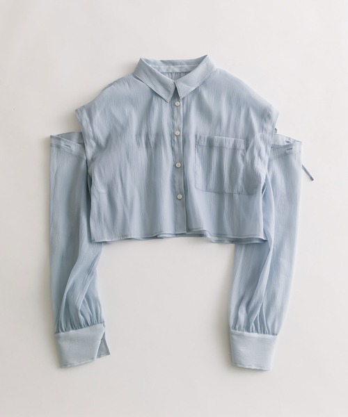OLIVE des OLIVE(オリーブデオリーブ)の「肩あきドロストシャツ(シャツ/ブラウス・レディース・イエロー/サックスブルー/ブルー系その他/ブルー/オフホワイト・FREE)」の22枚目の写真