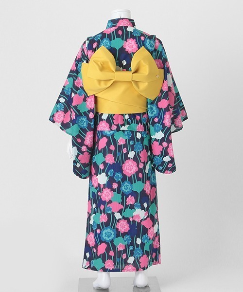 新品】kate spade kids ヴァイ二ーローズ 浴衣 140 花柄 紺