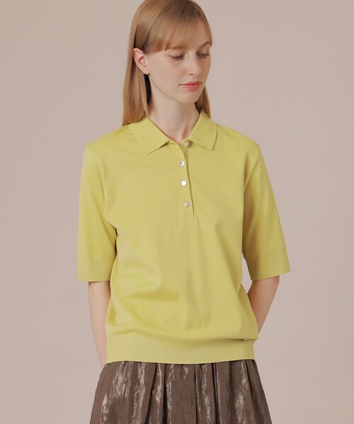 MACKINTOSH LONDON（マッキントッシュ ロンドン）の「【エクラ掲載】シルケットフライスポロシャツ（Tシャツ/カットソー・レディース・グリーン系その他4/オフホワイト/ブラック/イエロー系その他3・38/40）」の4枚目の写真