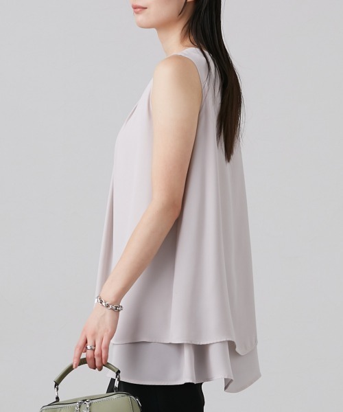 slattgir(スラットジール)の「高身長 ジョーゼットノースリーブタックブラウス (トールサイズ)(シャツ/ブラウス・レディース・ブラック/グレイッシュベージュ/ブルーグリーン/マスタード/ブルー系/ネイビー/ミント・M/L/LL/3L/4L/5L/T3L/T5L/T4L/TLL/TM/TL)」の21枚目の写真