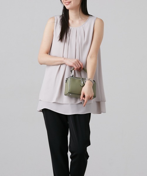 高身長 ジョーゼットノースリーブタックブラウス （トールサイズ