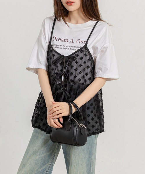 DAY CLOSET（デイ クローゼット）の「レディース ウエスト切替えリボンチュールキャミソール（キャミソール・レディース・ホワイト/ブラック・FREE）」の13枚目の写真