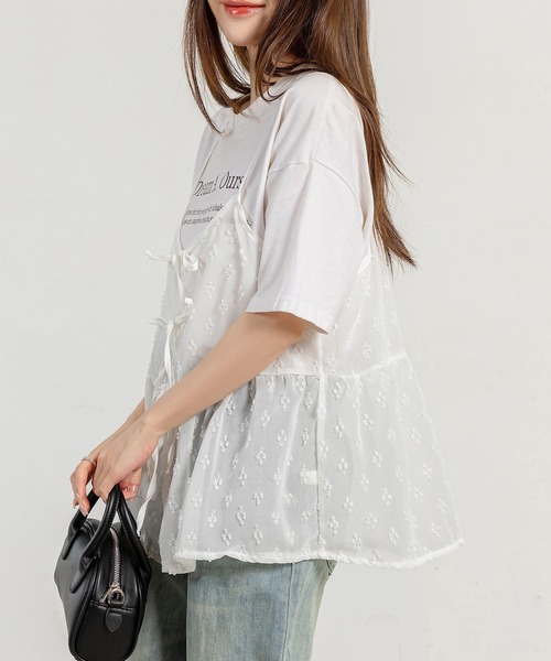 DAY CLOSET（デイ クローゼット）の「レディース ウエスト切替えリボンチュールキャミソール（キャミソール・レディース・ホワイト/ブラック・FREE）」の20枚目の写真