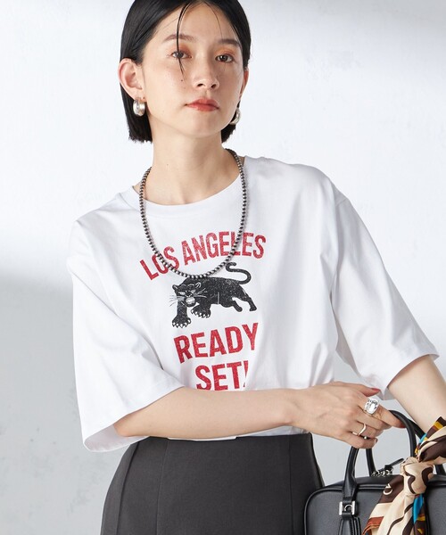 SHIPS(シップス)の「コーマ 天竺 プリント TEE(Tシャツ/カットソー・レディース・シルバーグレー/ライトグレー/ライトホワイト/ホワイト・ONE SIZE)」の2枚目の写真