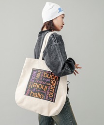 バッグ shop X X-girl（エックスガール）の「BONJOUR LOGO CANVAS TOTE BAG