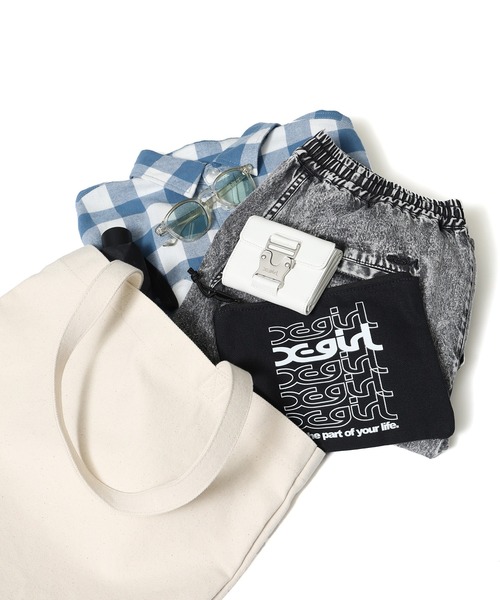 X-girl（エックスガール）の「BONJOUR LOGO CANVAS TOTE BAG