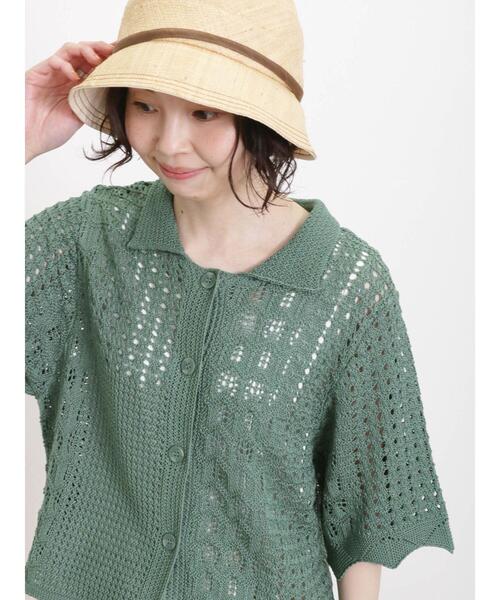 Samansa Mos2（サマンサ モスモス）の「透かしパッチワーク風カーディガン（カーディガン/ボレロ・レディース・グリーン/ブラック/キナリ・F）」の21枚目の写真