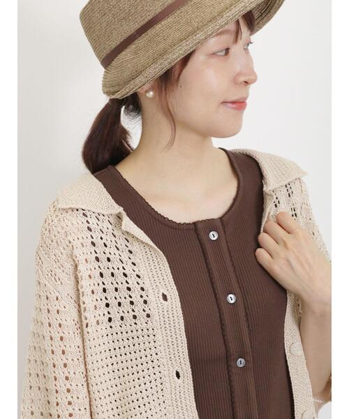 Samansa Mos2（サマンサ モスモス）の「透かしパッチワーク風カーディガン（カーディガン/ボレロ・レディース・グリーン/ブラック/キナリ・F）」の19枚目の写真