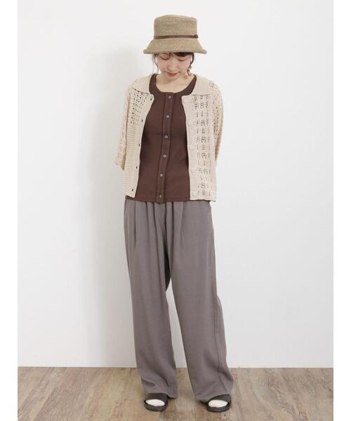 Samansa Mos2（サマンサ モスモス）の「透かしパッチワーク風カーディガン（カーディガン/ボレロ・レディース・グリーン/ブラック/キナリ・F）」の10枚目の写真