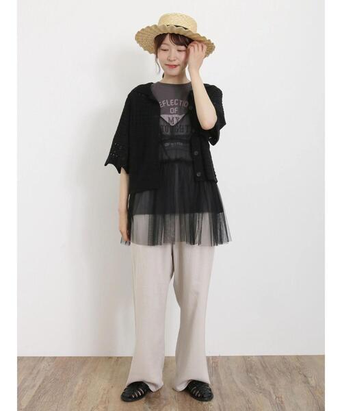 Samansa Mos2（サマンサ モスモス）の「透かしパッチワーク風カーディガン（カーディガン/ボレロ・レディース・グリーン/ブラック/キナリ・F）」の6枚目の写真